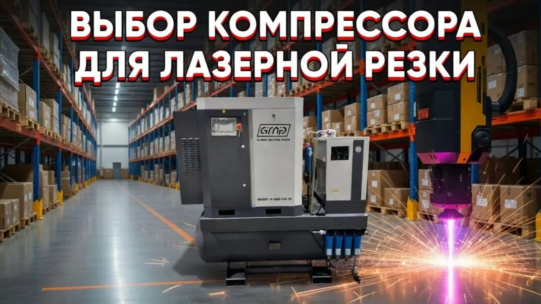 Кадр из видеообзора компрессора GMP для лазерной резки